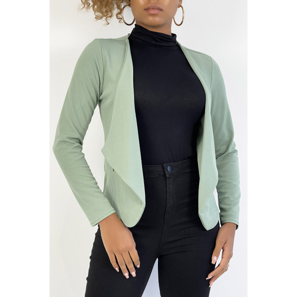 Blazer vert d'eau col revers avec poches à zip. Blazer femme pas cher - 3