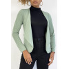 Blazer vert d'eau col revers avec poches à zip. Blazer femme pas cher - 3