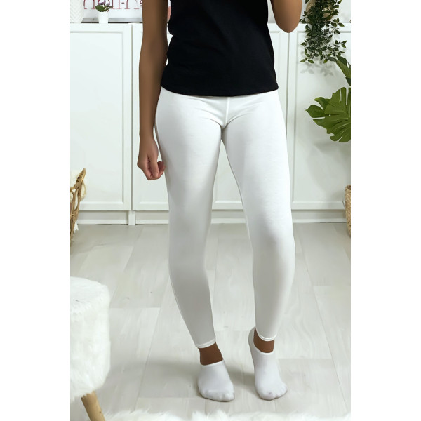 Leggings uni basique couleur blanche - 1