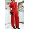 Ensemble chemise saharienne et pantalon palazzo rouge - 3