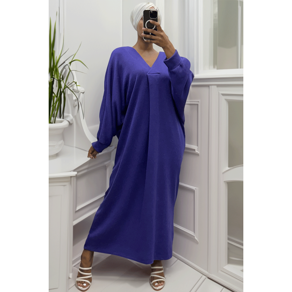 Longue robe pull over size col V violet  - 3