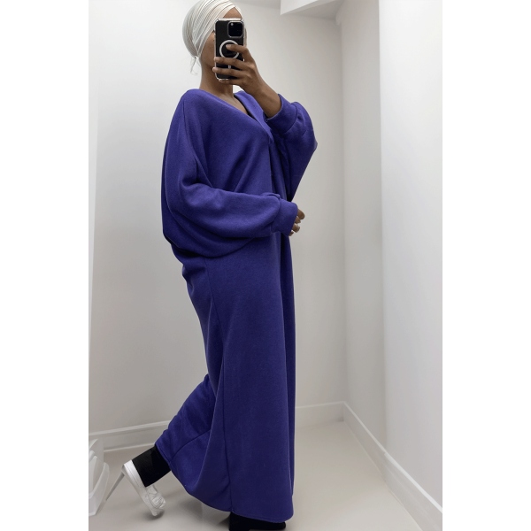 Longue robe pull over size col V violet  - 4