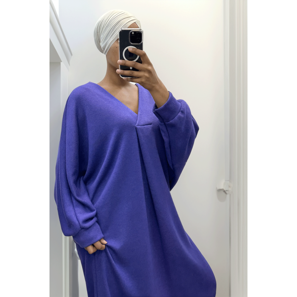 Longue robe pull over size col V violet  - 6