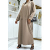 Longue abaya camel avec poches et ceinture - 1