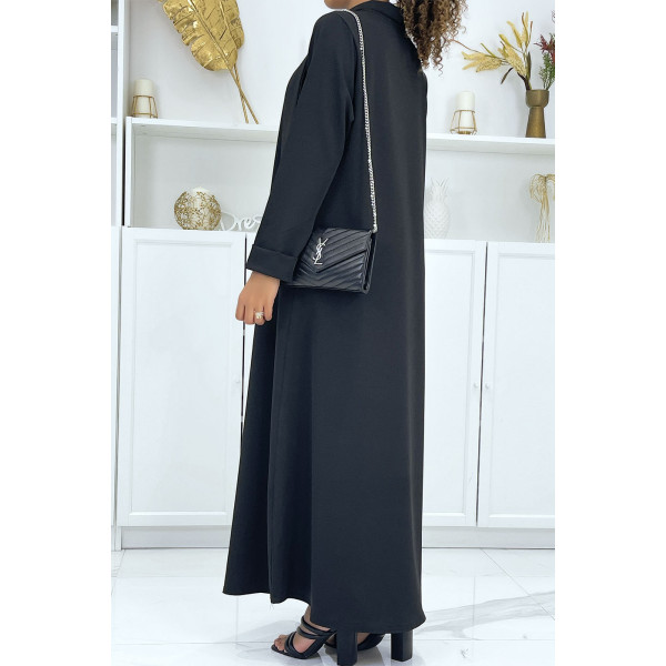 Longue abaya noire avec poches et ceinture - 2