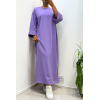 Longue robe over size en coton lilas très épais - 1