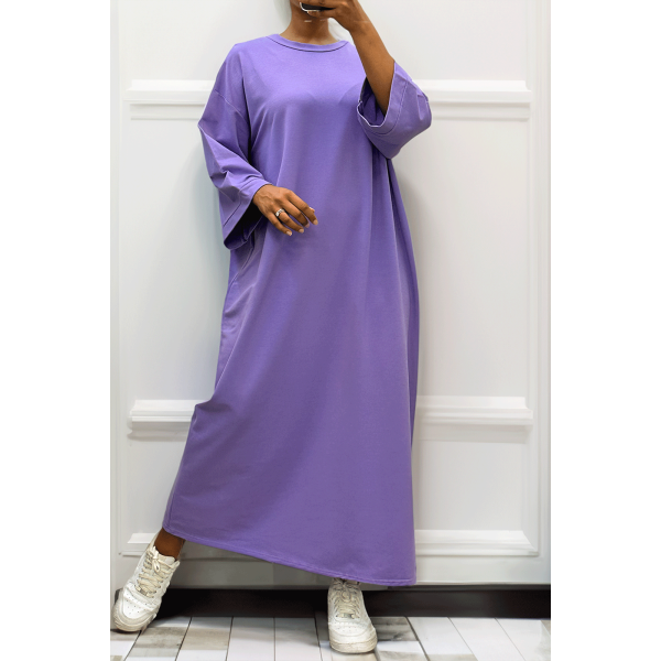 Longue robe over size en coton lilas très épais - 5