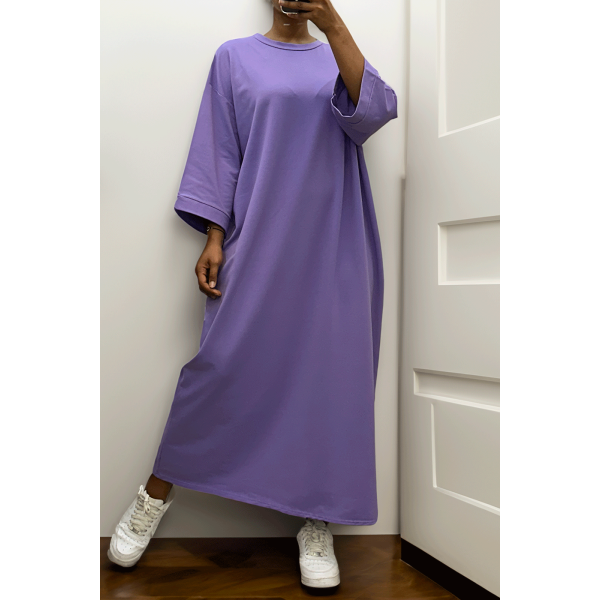 Longue robe over size en coton lilas très épais - 6