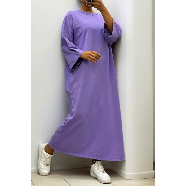 Longue robe over size en coton lilas très épais - 7