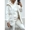 Ensemble 3 pièces doudoune sweat et jogging super épais en beige - 3