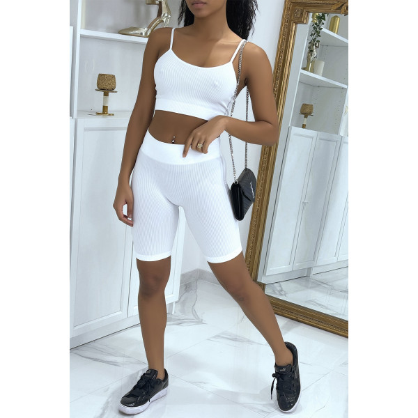 Ensemble moulant blanc crop top - 1