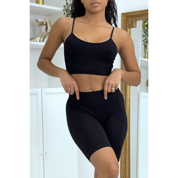 Ensemble moulant noir crop top - 2