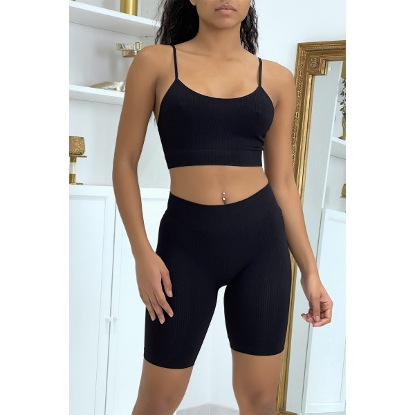 Ensemble moulant noir crop top - 4