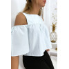 Blouse crop top bleu avec noeuds - 5