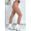 Pantalon treillis rose en strech avec poches - 3