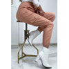 Pantalon treillis rose en strech avec poches - 7