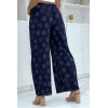 Pantalon palazzo plissé marine avec motif - 3