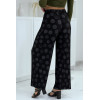 Pantalon palazzo plissé noir avec motif - 3