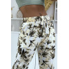 Pantalon fluide beige à motif floral B-10 - 4