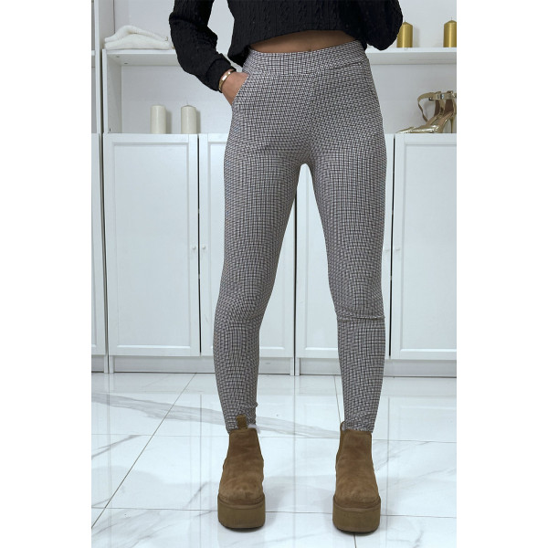 Pantalon slim vert extensible à motif pied de poule - 2