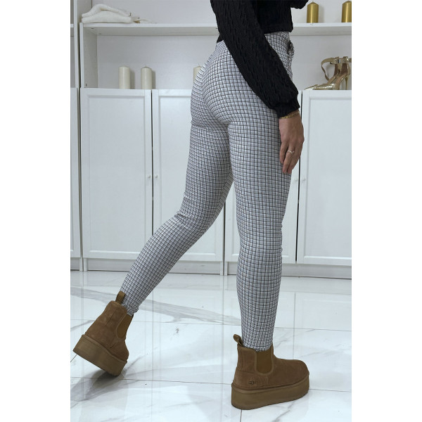 Pantalon slim blanc extensible à motif pied de poule - 3