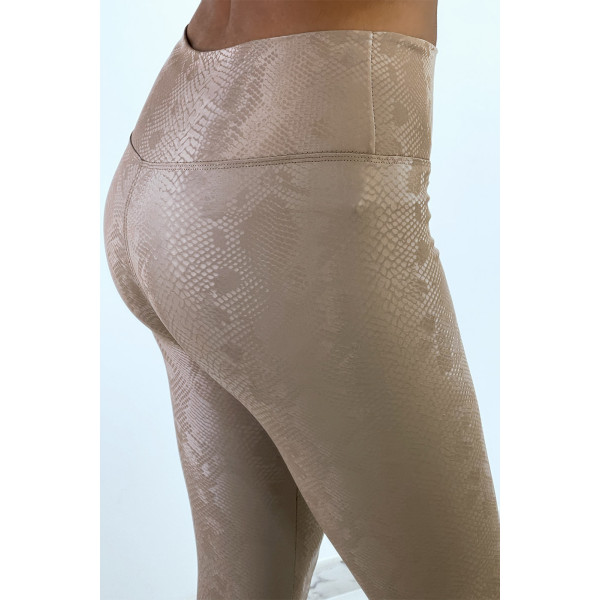 Legging taupe effet 3D motif Python - 4