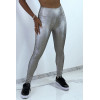 Legging gris argenté effet 3D motif Python - 1