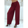 Pantalon plissé fluide bordeaux à motif marbre - 3