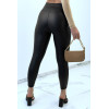 Legging en simili noir avec motif plis style motard - 3