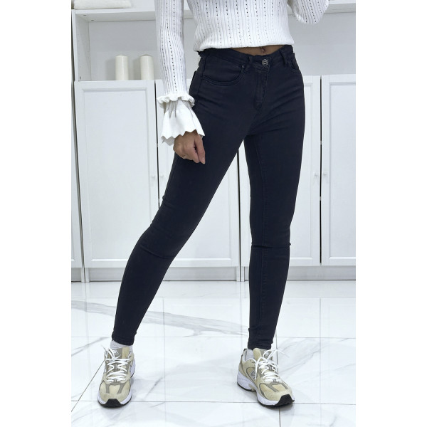 Jeans slim marine en strech avec poches - 3