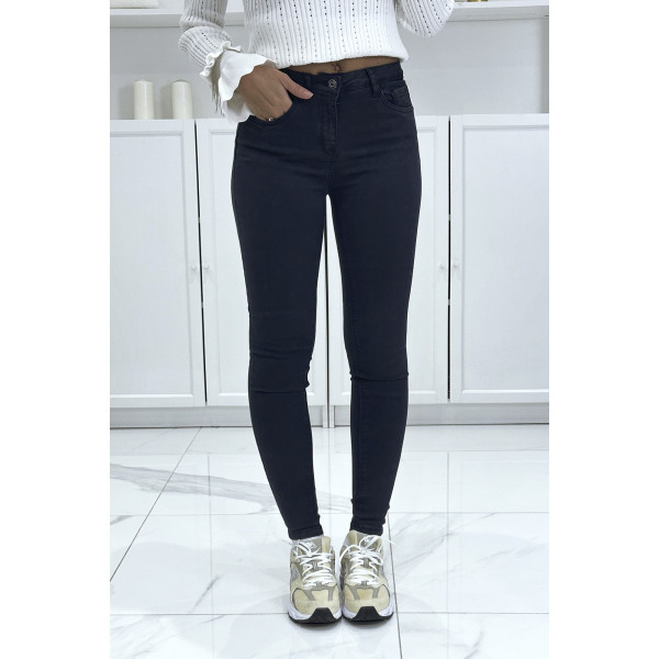 Jeans slim marine en strech avec poches - 4