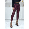 Pantalon sarouel en sequin bordeaux  - 2